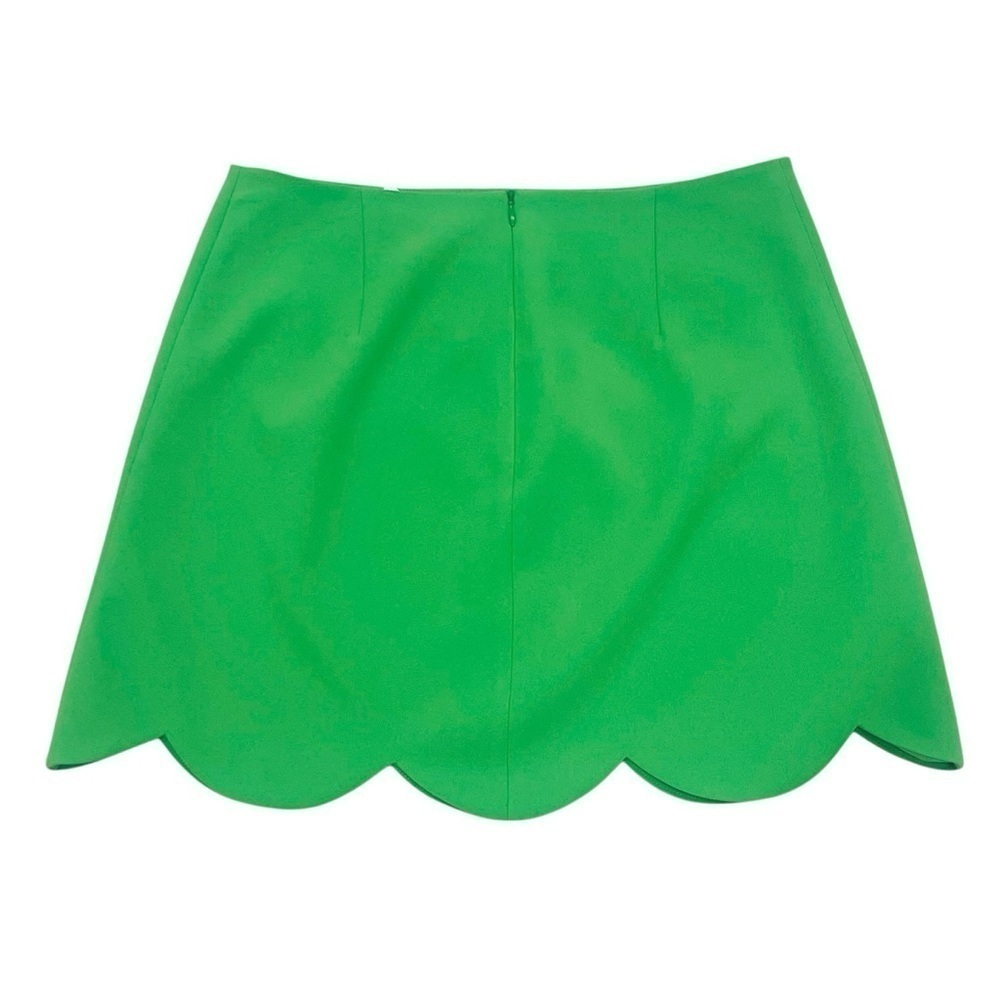 Tara Jarmon Joliette Woven Crepe Scallop Hem A-Line Mini Skirt Vert Green NWT - Picture 6 of 8